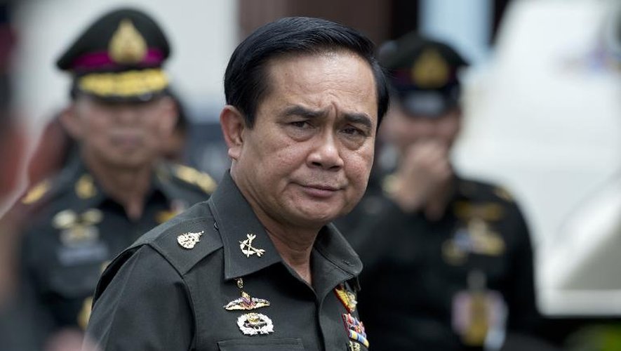 Le général Prayut Chan-O-Cha, chef de la junte thaïlandaise, lors du 21e anniversaire du régiment d'Infanterie dans la province de Chonburi le 21 août 2014