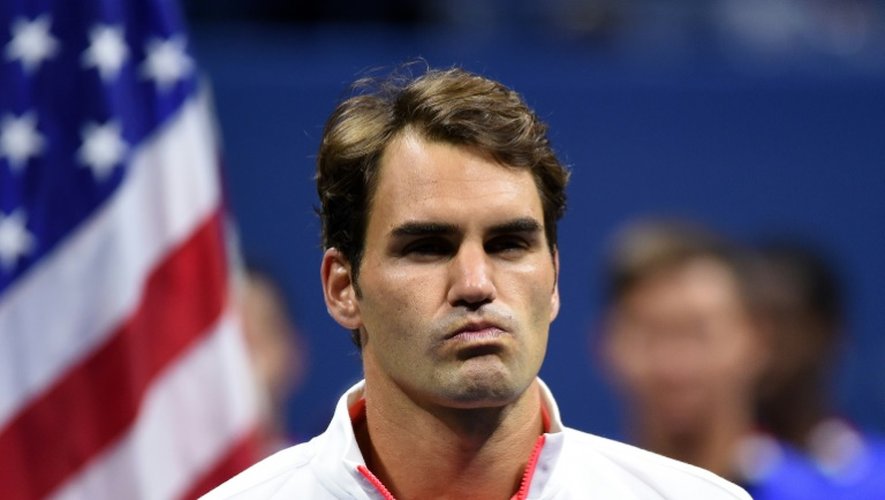 Le Suisse Roger Federer après sa finale perdue à l'US Open contre le Serbe Novak Djokovic, le 13 septembre 2015 à New York