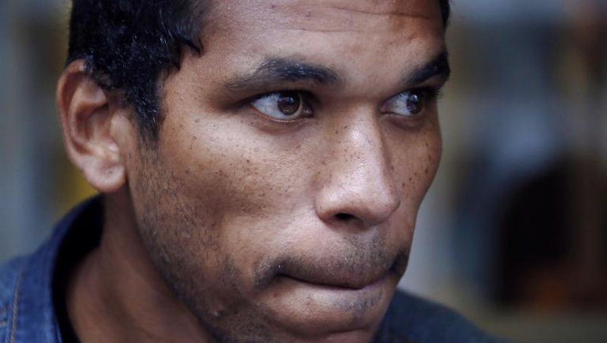 L'attaquant brésilien de Bastia Brandao après son audience à la LFP le 21 août 2014 à Paris