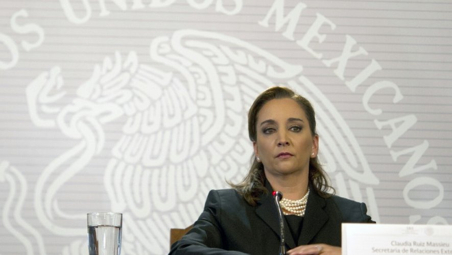 La ministre mexicaine des Affaires étrangères Claudia Ruiz Massieu lors d'une conférence de presse à Mexico, le 14 septembre 2015
