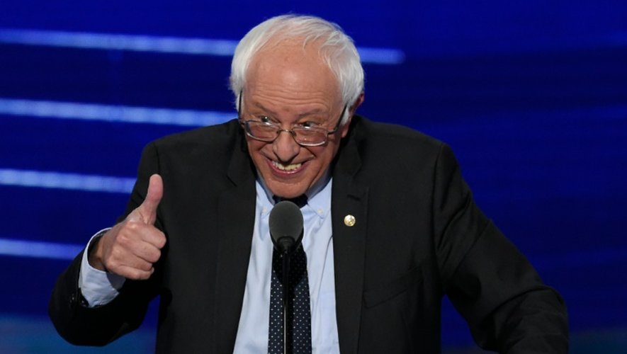 Bernie Sanders lors de son discours devant la convention démocrate le 25 juillet 2016 à Philadelphie
