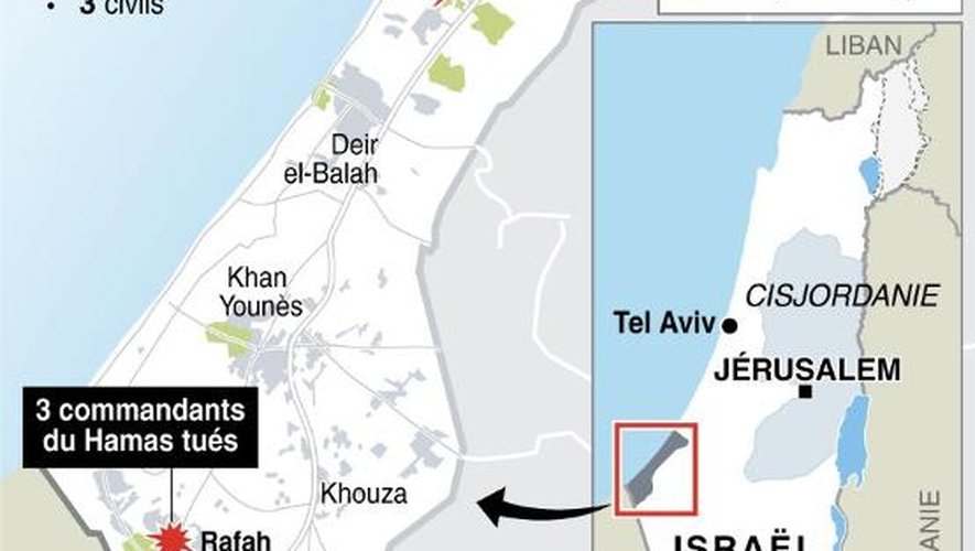 Cartes de Gaza et de la Cisjordanie localisant les raids israéliens