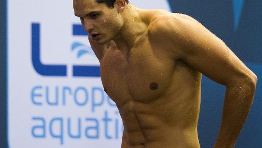Florent Manaudou à l'issue de la demi-finale du 50 m libre le 23 août 2014 aux Championnats d'Europe de natation à Berlin