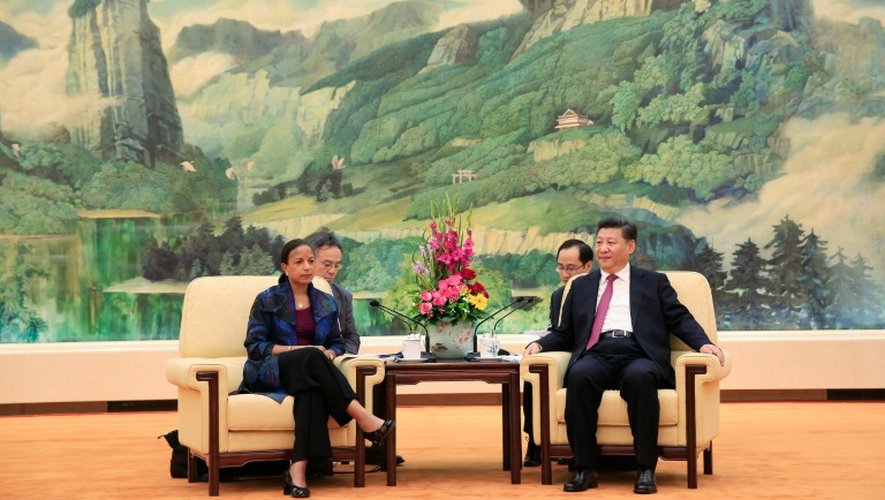 Susan Rice, conseillère à la sécurité du président américain, rencontre le président chinois Xi Jinping, le 25 juillet 2016 à Pékin