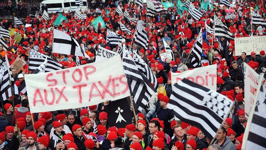 Manifestation des "bonnets rouges" à Quimper, le 2 novembre 2013