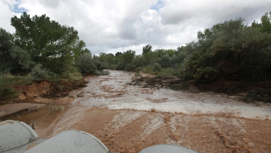 Inondations à la suite de pluies torrentielles, le 15 septembre 2015 à Hildale, dans l'Utah