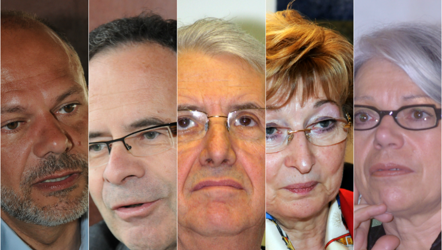 Les parlementaires aveyronnais. De gauche à droite : Yves Censi, Alain Marc, Alain Fauconnier, Anne-Marie Escoffier, Marie-Lou Marcel.