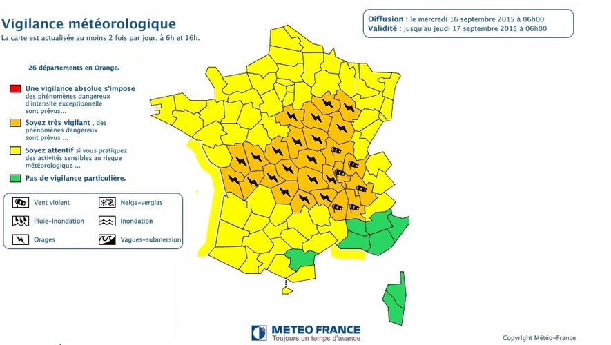 Orages et vents : 26 départements en vigilance orange