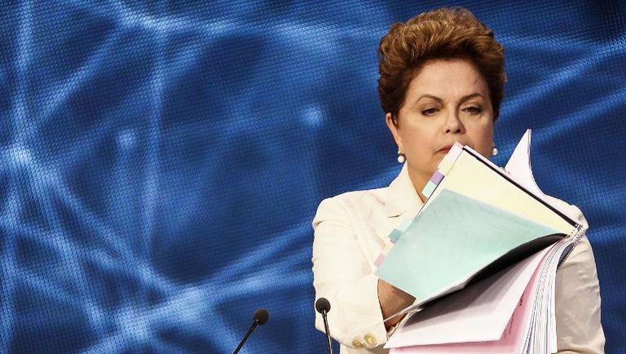 Dilma Rousseff, présidente du Brésil, lors d'un débat télévisé le 26 août 2014 à Sao Paulo