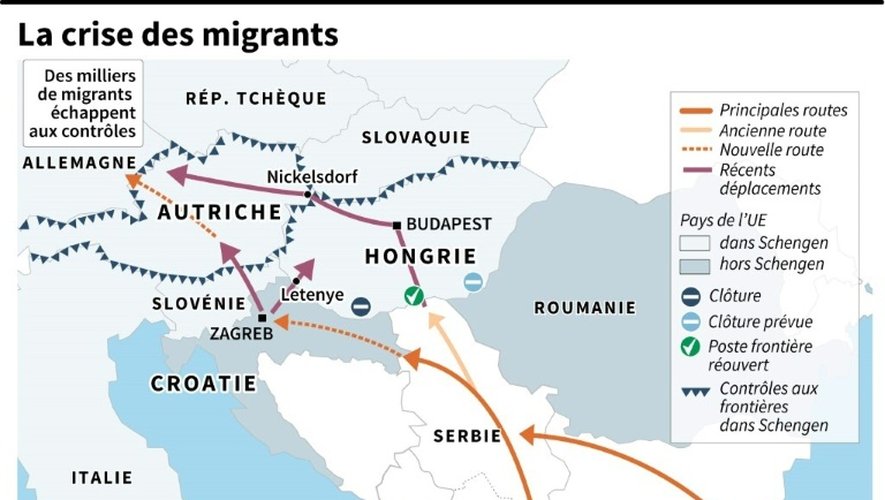 Localisation des derniers événements concernant la crise des migrants