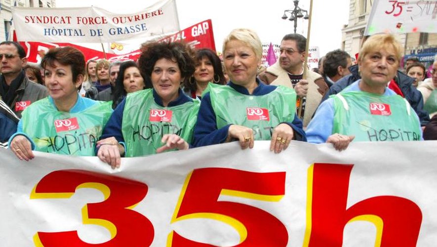 Manifestation pour la défense des 35 heures le 31 janvier 2002 à Marseille