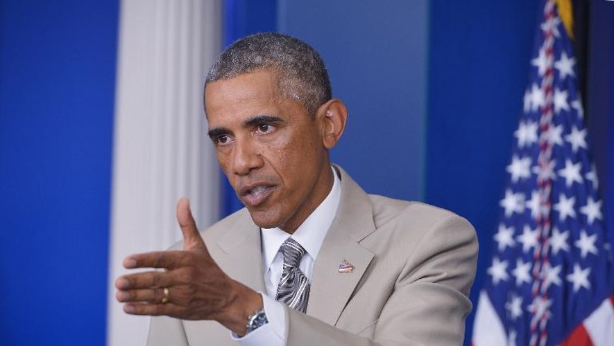 Barack Obama lors de sa conférence de presse le 28 août 2014 à la Maison Blanche à Washington