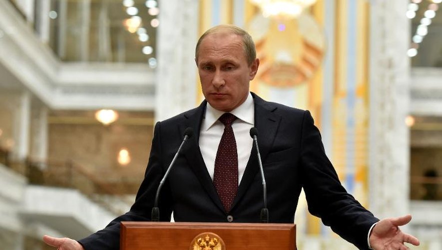 Vladimir Poutine lors d'une conférence de presse le 27 août 2014 à Minsk