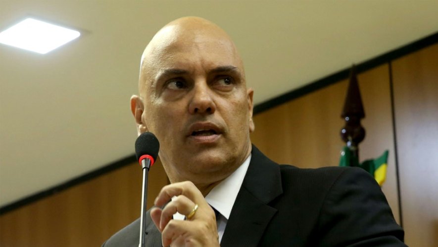 Le ministre brésilien de la Justice Alexandre de Moraes, le 21 juillet 2016 à Brasilia lors d'une conférence de presse