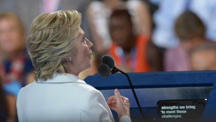 Hillary Clinton lors de son discours d'investiture, le 28 juillet 2016 à Philadelphie