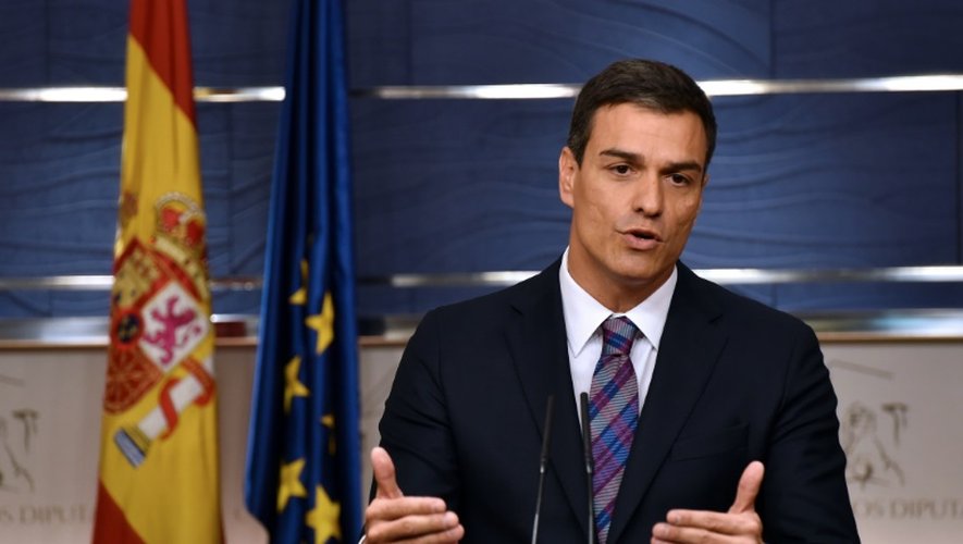Le chef du parti socialiste espagnol Pedro Sanchez lors d'une conférence de presse à Madrid, le 28 juillet 2016