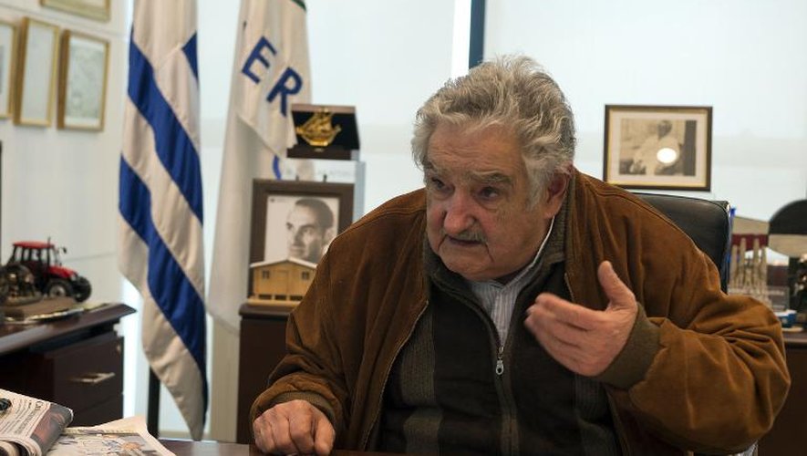 Le président uruguayen Jose Mujica, interviewé par l'AFP le 6 août 2013