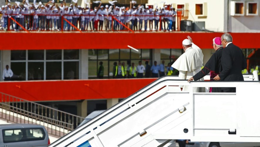 Le pape à son arrivée le 21 septembre 2015 à Santiago de Cuba