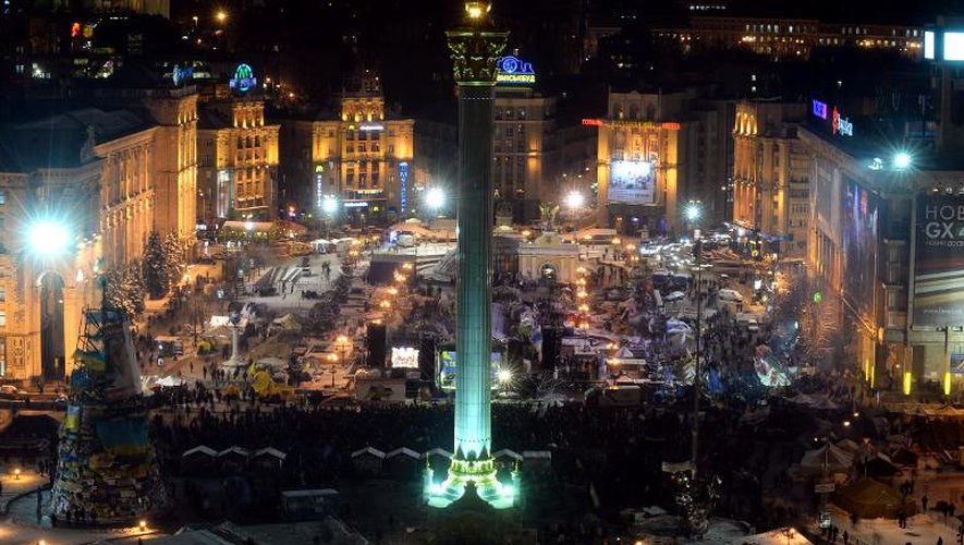 La place de l'Indépendance où se rassemblent les manifestants pro-européens, le 10 décembre 2013 à Kiev