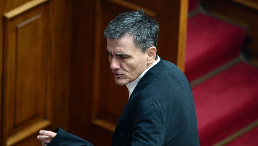Le ministre grec des Finances, Euclid Tsakalotos , le 22 juillet au parlement à Athènes