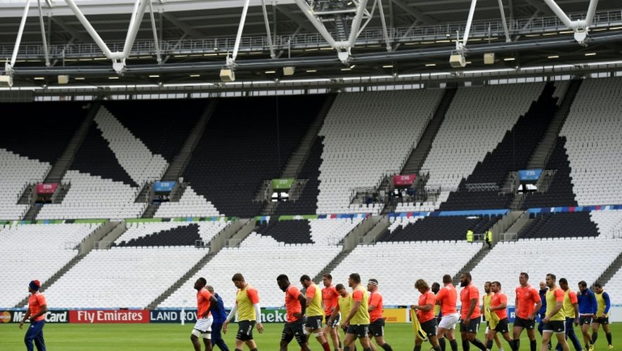 Les joueurs français à l'entraînement, le 22 septembre 2015 au Stade Olympique de Londres