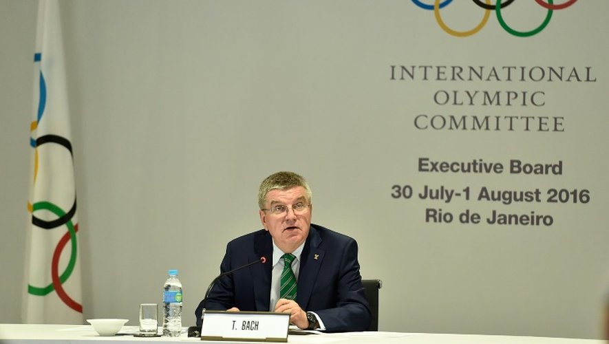 Le président du CIO Thomas Bach lors la réunion de la commission exécutive de l'instance olympique, le 30 juillet 2016 à Rio