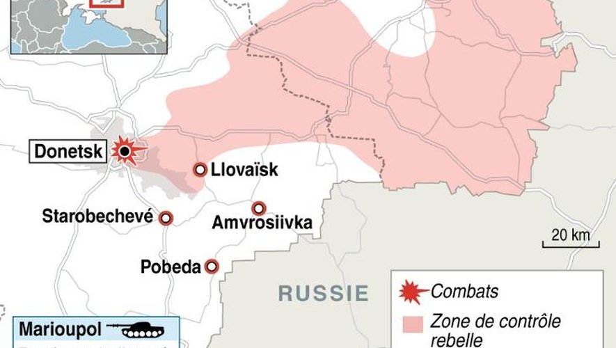 Carte de localisation des derniers affrontements connus en Ukraine