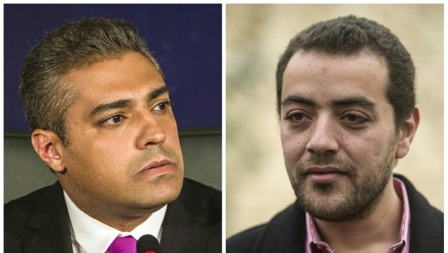 Un montage photo des deux journalistes de la chaîne qatarie Al-Jazeera,  l'Egyptien Baher Mohamed (D) et le Canadien Mohamed Fahmy, le 23 septembre 2015