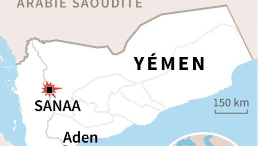 Carte du Yémen localisant l'attentat contre une mosquée à Sanaa
