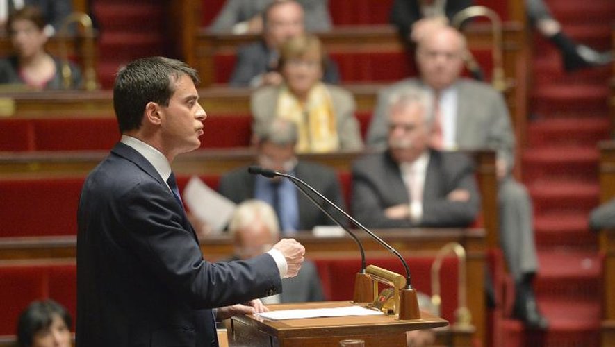 Manuel Valls lors de son discours à l'Assemblée nationale le 29 avril 2014 à Paris