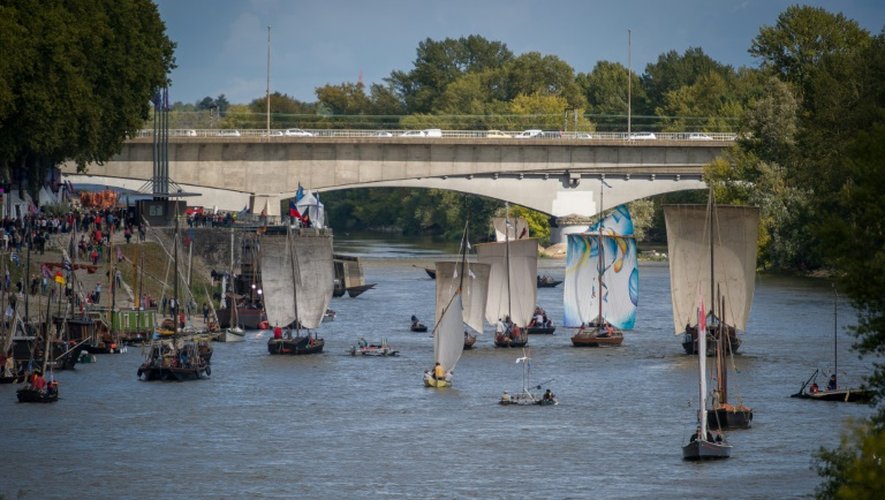 Des bateaux voguent sur la Loire, lors du plus grand rassemblement de marine fluviale à Orléans, le 23 septembre 2015