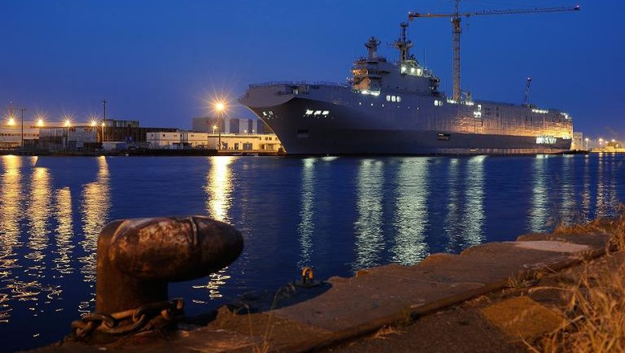 Le navire de guerre Vladivostok, un Mistral commandé par la Russie, le 23 juin 2014 à Saint-Nazaire