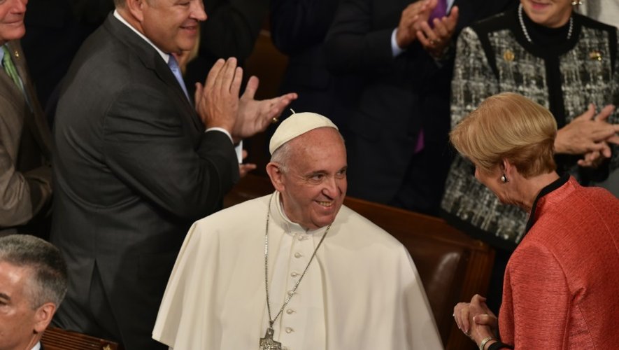Le pape François arrive au Congrès américain, le 24 septembre 2015 à Washington