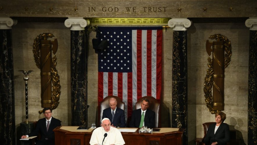 Le pape François prononce un discours devant le Congrès américain, le 24 septembre 2015 à Washington
