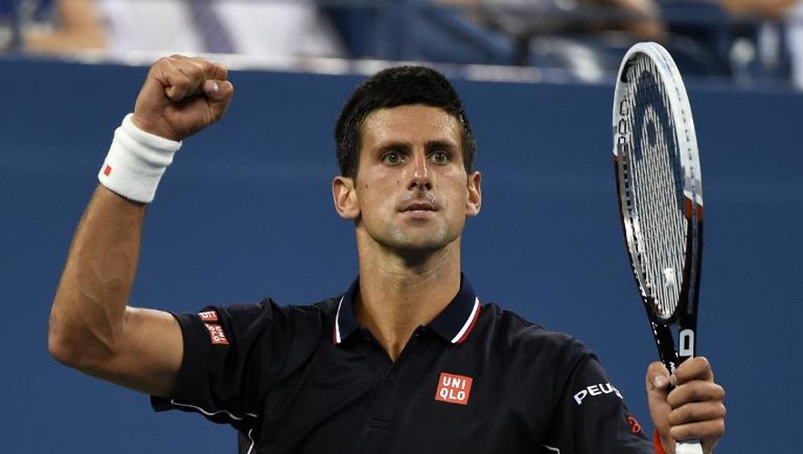 Le Serbe Novak Djokovic après sa victoire sur Andy Murray en quarts de finale de l'US Open de tennis le 3 septembre 2014 à New York