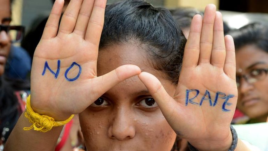 Manifestante en Inde, le 13 septembre 2013, dénonçant les viols commis dans ce pays