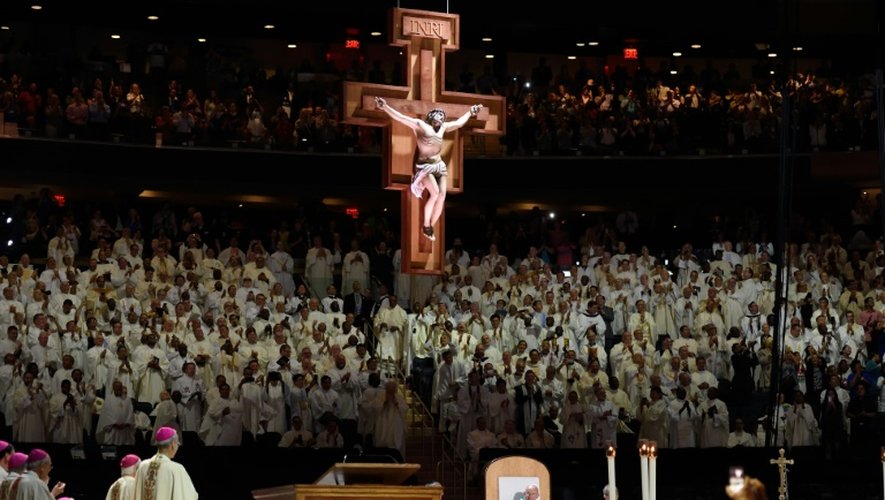 Le pape François lors de la messe géante célébrée le 25 septembre 2015 à Madison Square Garden à New York