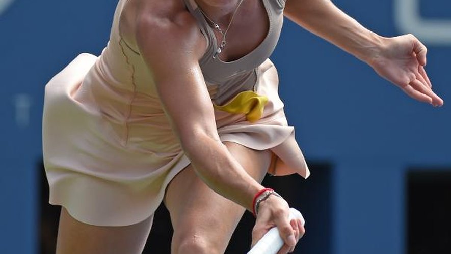 Caroline Wozniacki lors du match l'opposant à Pen Shuai le 5 septembre 2014 à l'US Open à New York