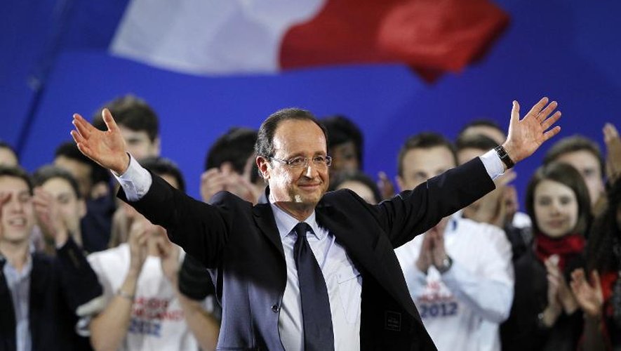 François Hollande le 22 janvier 2012  lors du meeting électoral du Bourget