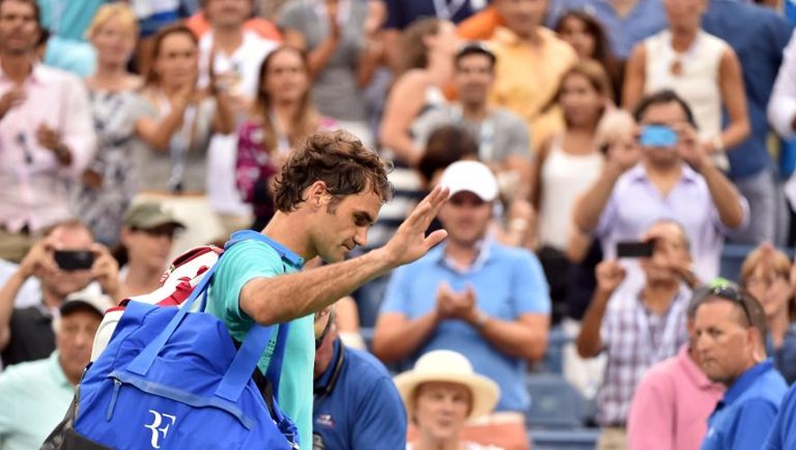 Roger Federer à l'issue du match contre Marin Cilic à l'US Open le 7 août 2014 à New York