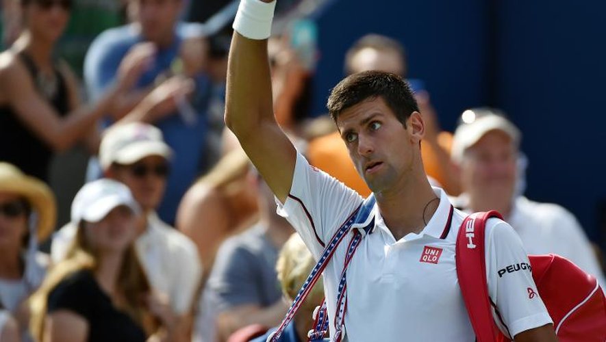 Novak Djokovic à l'issue du match contre  Kei Nishikor à l'US Open le 6 août 2014 à New York