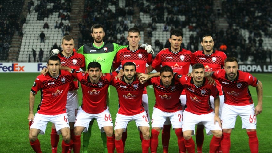 L'équipe azérie de Qabala avant un match d'Europa League, le 26 novembre 2015 à Thessalonique contre le PAOK