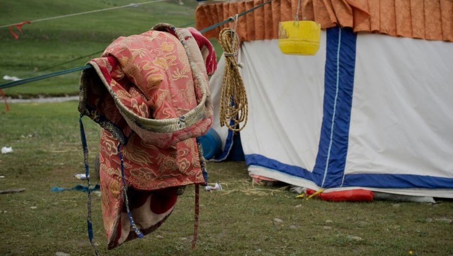 Une tente le 25 juillet 2016 sur le plateau tibétain de Yushu dans la province chinoise du Qinghai