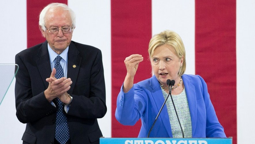Hillary Clinton et Bernie Sanders à Portsmouth, dans le New Hanpshire, le 12 juillet 2016
