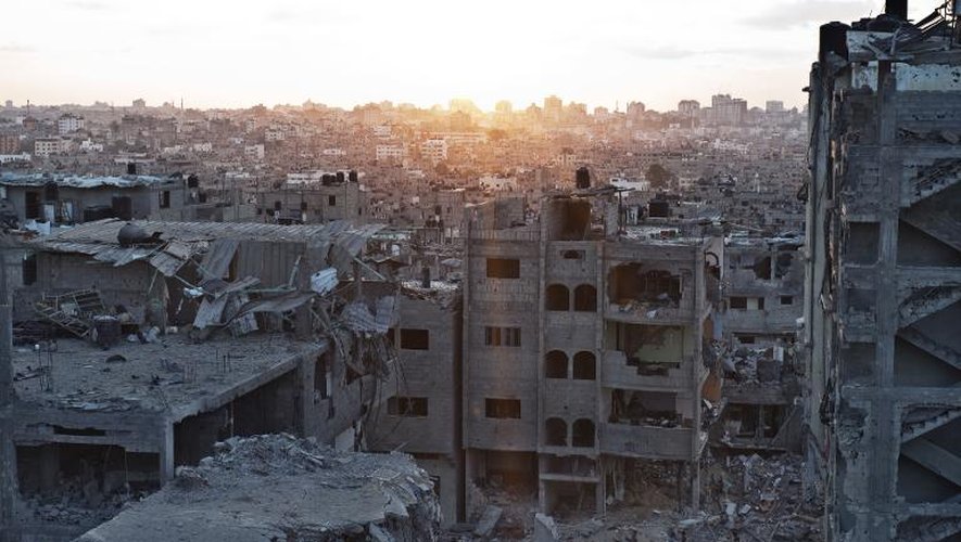 Vue générale d'immeubles détruits dans le quartier  Al-Shaas (nord de la bande de Gaza), le 16 août lors de la guerre menée entre Israël et le Hamas
