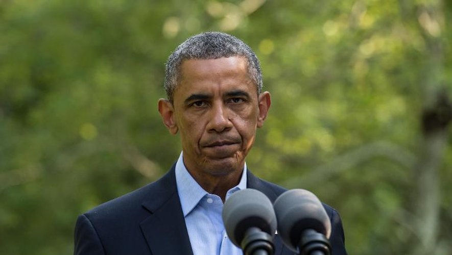 Le président américain Barack Obama fait une déclaration sur la situation en Irak, le 11 août 2014 à Martha's Vineyard, dans le Massachusetts