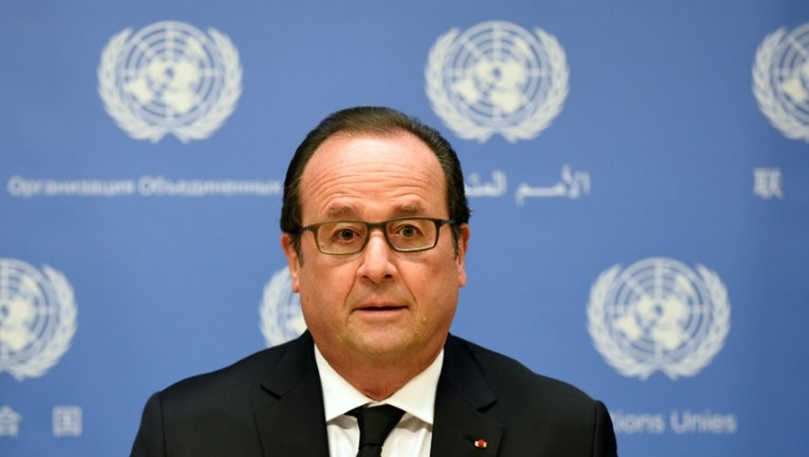 Le président français François Hollande au siège des Nations Unies à New York, le 27 septembre 2015