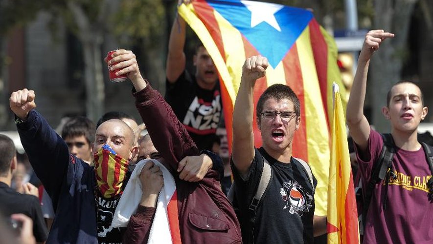 Manifestation de pro-independantistes à Barcelone le 11 septembre 2014, à l'occasion de la Diada, la "journée nationale" de Catalogne