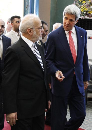 Le ministre irakien des Affaires étrangères et le Secrétaire d'Etat américain John Kerry le 10 septembre 2014 à Bagdad