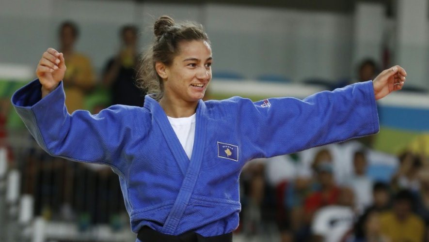 La Kosovare Majlinda Kelmendi sacrée en finale de judo dans la catégorie des -52 kg aux Jeux de Rio, le 7 août 2016